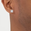 Thumbnail Image 3 of Men's Baguette & Round-Cut Multi-Diamond Square Stud Earrings 1/2 ct tw 10K Yellow Gold