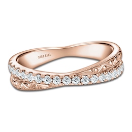 Kirk Kara Diamond Filigree Crossover Wedding Band 1/4 ct tw 14K Rose Gold