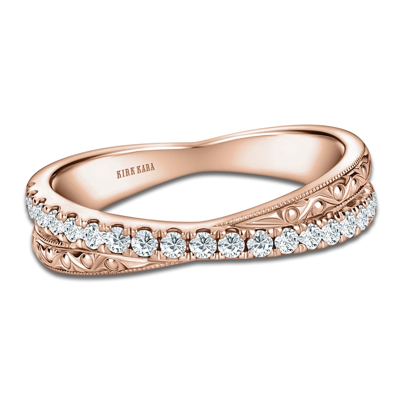 Main Image 1 of Kirk Kara Diamond Filigree Crossover Wedding Band 1/4 ct tw 14K Rose Gold