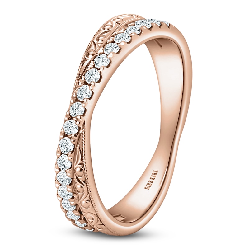 Main Image 2 of Kirk Kara Diamond Filigree Crossover Wedding Band 1/4 ct tw 14K Rose Gold