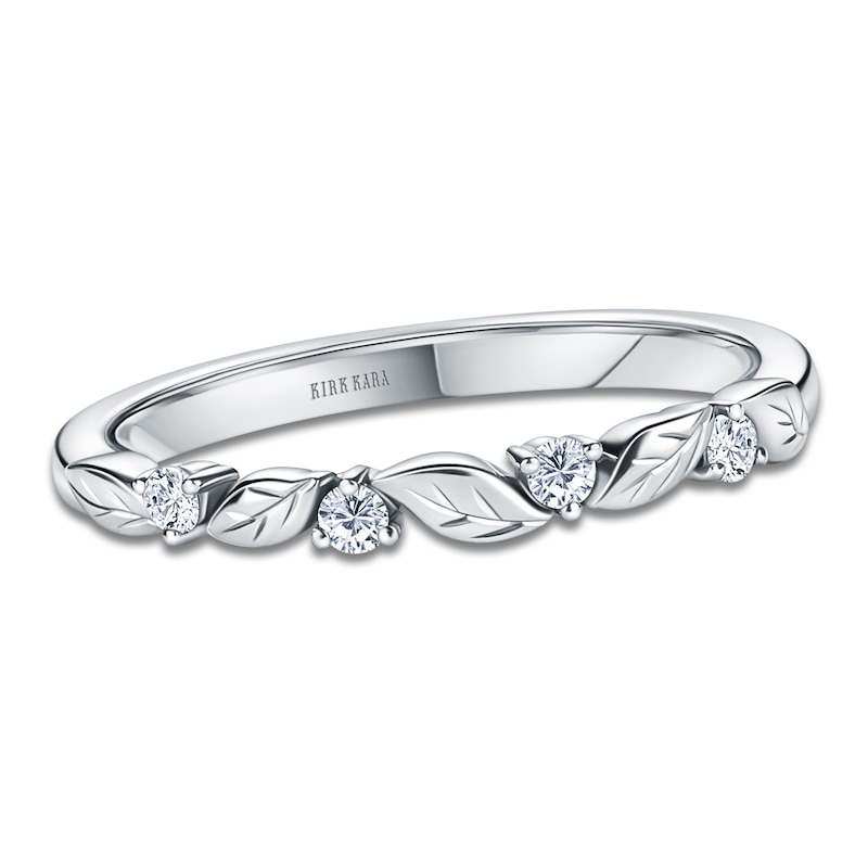 Main Image 1 of Kirk Kara Diamond Four-Stone Leaf Wedding Band 1/15 ct tw 14K White Gold