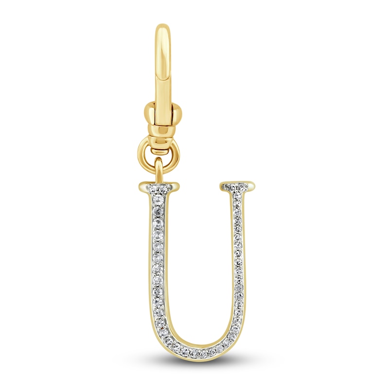 Main Image 1 of Charm'd by Lulu Frost Diamond Letter U Charm 1/8 ct tw Pavé Round 10K Yellow Gold