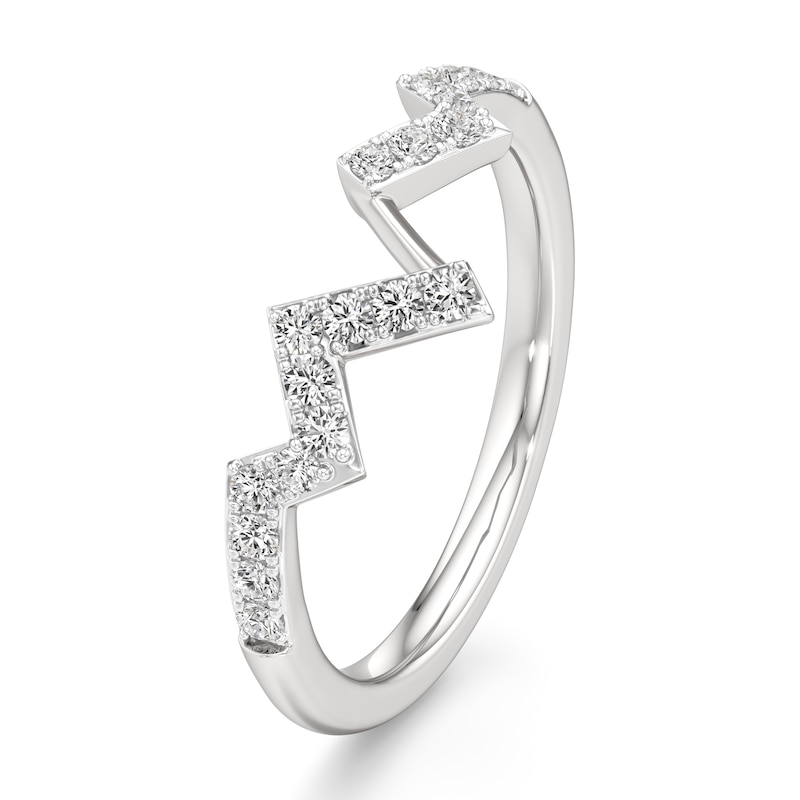 Main Image 4 of J'Lure Lab-Created Diamond Angled Contour Wedding Band 1/4 ct tw 18K White Gold