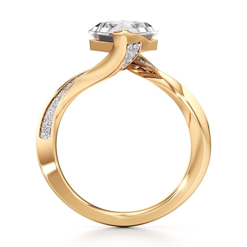 Main Image 2 of J'Lure Lozenge Step-Cut Lab-Created Diamond Bypass Engagement Ring 3-1/4 ct tw 18K Yellow Gold