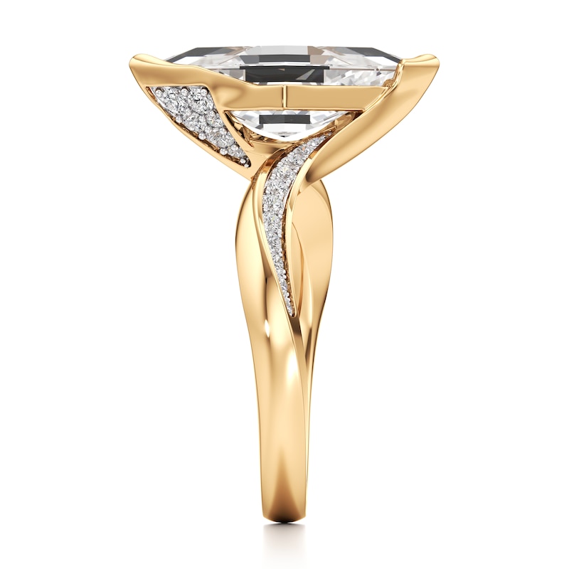 Main Image 3 of J'Lure Lozenge Step-Cut Lab-Created Diamond Bypass Engagement Ring 3-1/4 ct tw 18K Yellow Gold