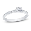 Thumbnail Image 0 of Diamond Engagement Ring 5/8 ct tw Cushion/Round/Baguette 14K White Gold