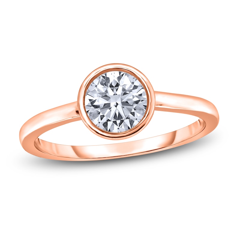 Main Image 1 of Diamond Solitaire Engagement Ring 1-1/2 ct tw Bezel-Set Round 14K Rose Gold (I2/I)