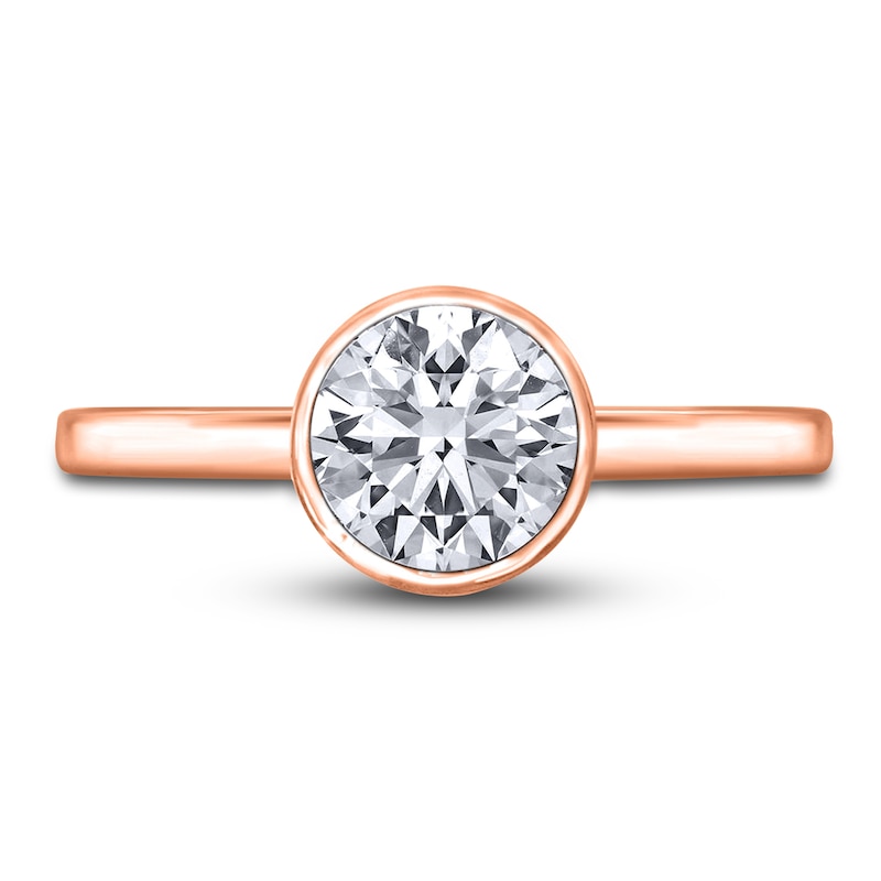 Main Image 3 of Diamond Solitaire Engagement Ring 1-1/2 ct tw Bezel-Set Round 14K Rose Gold (I2/I)