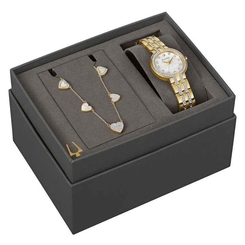 Bulova Crystal Collection Women's Watch & Necklace Gift Set 98X138