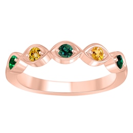 Family & Mother's Stackable Round Birthstone Criss Cross Band (2 Stones)