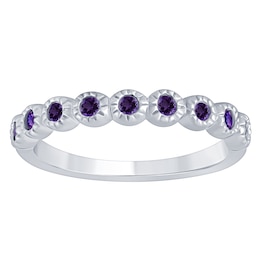 Family & Mother's Stackable Round Bezel-Set Birthstone Band (2 Stones)