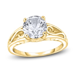 Diamond Solitaire Scroll Engagement Ring 3/4 ct tw Round 14K Yellow Gold (I2/I)