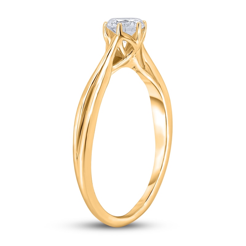 Diamond Solitaire Twist Engagement Ring 1/4 ct tw Round 14K Yellow Gold ...