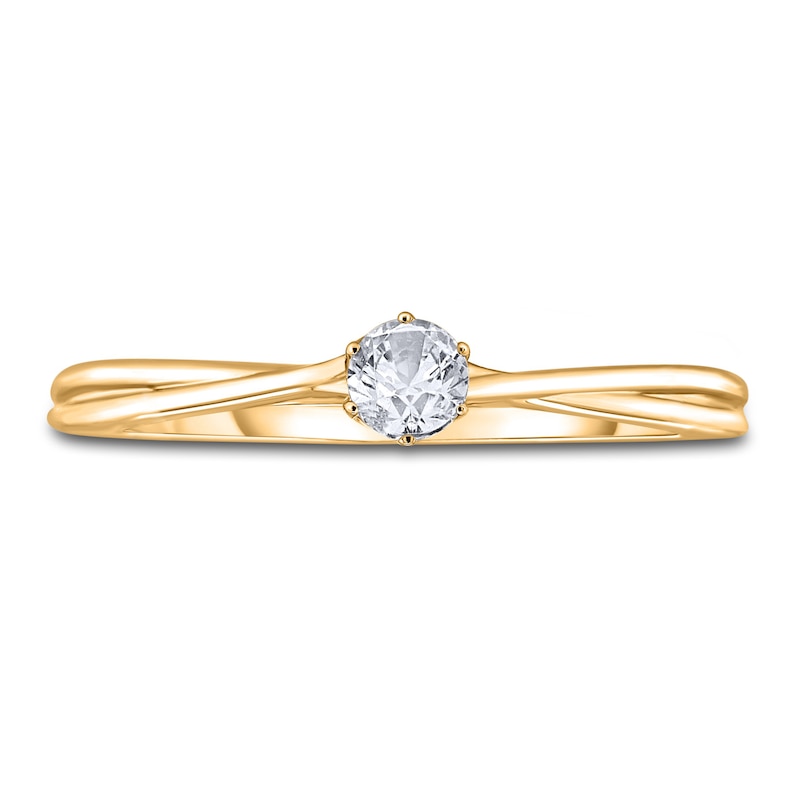 Main Image 3 of Diamond Solitaire Twist Engagement Ring 1/4 ct tw Round 14K Yellow Gold (I2/I)