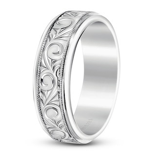 Kirk Kara Men's Engraved Wedding Band 14K White Gold | Jared