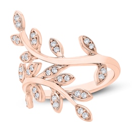 Diamond Floral Ring 1/4 ct tw Round 10K Rose Gold