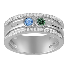 Birthstone Double Band Couple's Ring