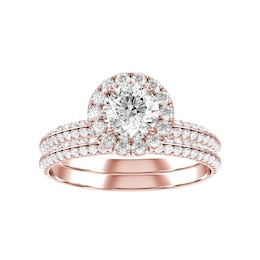Diamond Bridal Ring 7/8 ct tw 14K Rose Gold and Diamond Wedding Band 1/3 ct tw 14K Rose Gold