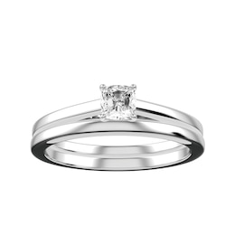 Diamond Bridal Ring 1/4 ct tw 10K White Gold and Wedding Band 10K White Gold