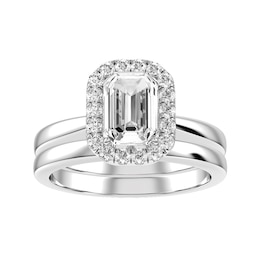 Emerald Cut Diamond Bridal Ring and Matching Band