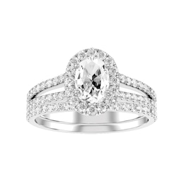 Oval Diamond Bridal Ring and Matching Band