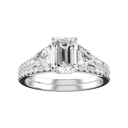 Emerald Cut Diamond Bridal Ring and Matching Band