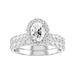 Oval Diamond Bridal Ring and Matching Band