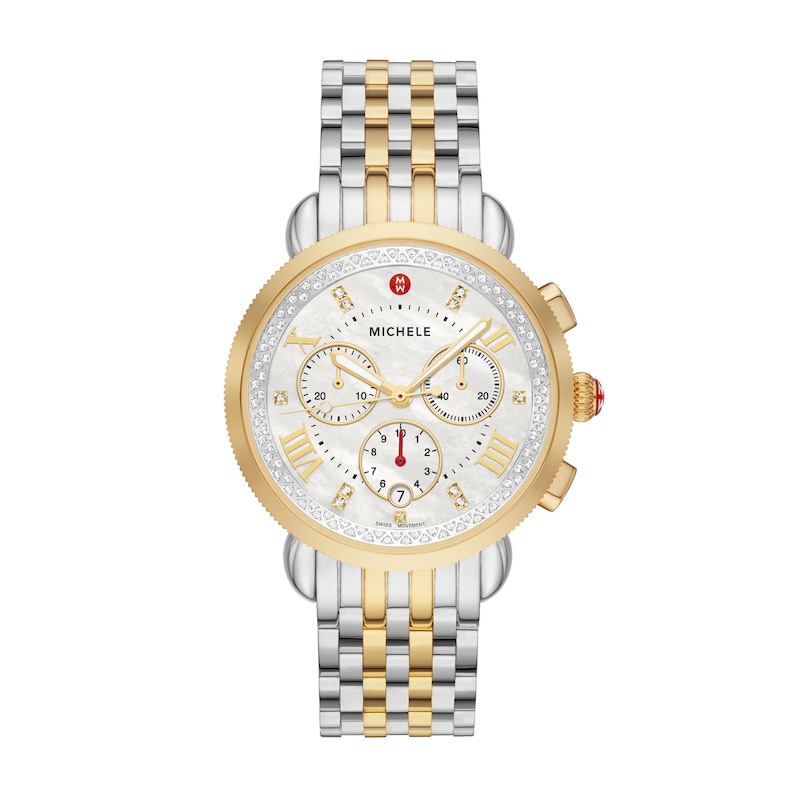 MICHELE Sporty Sport Sail Women's Chronograph 18K Gold-Plated Stainless Steel Watch MWW01C000142