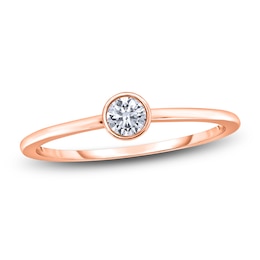 Diamond Solitaire Engagement Ring 1/4 ct tw Bezel-Set Round 14K Rose Gold (I2/I)