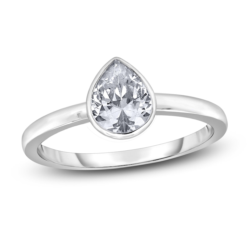 Main Image 1 of Diamond Solitaire Engagement Ring 1-1/2 ct tw Bezel-Set Pear-cut 14K White Gold (I2/I)