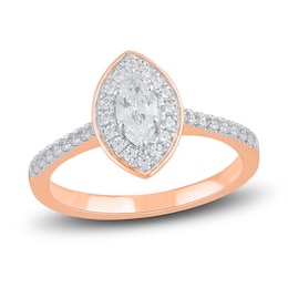 Diamond Engagement Ring 3/4 ct tw Marquise/Round 14K Rose Gold