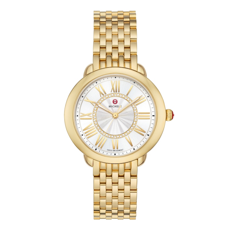 Main Image 1 of MICHELE Women's Serein Mid 18k Gold-Plated Stainless Steel Watch MWW21B000160