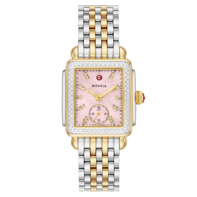 Main Image 1 of MICHELE Women's Deco Mid Two-Tone 18K Gold-Plated Stainless Steel Watch MWW06V000129