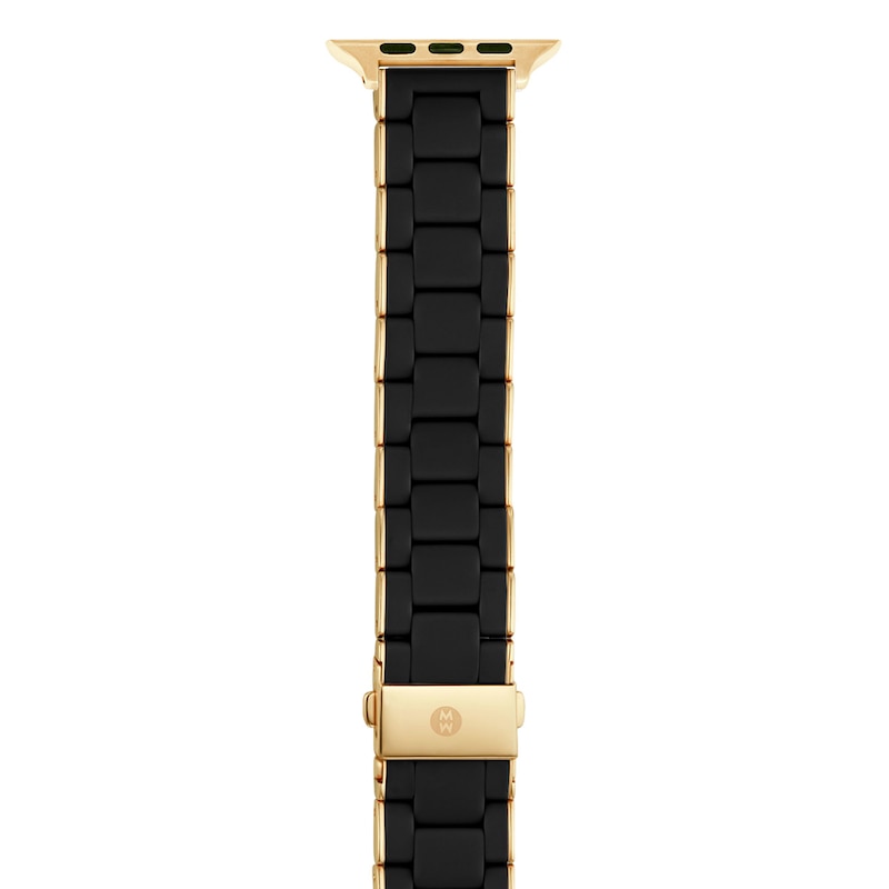 MICHELE 38mm Apple Link Watch Strap Black-Silicone Gold-Tone Stainless Steel MS20GN246001