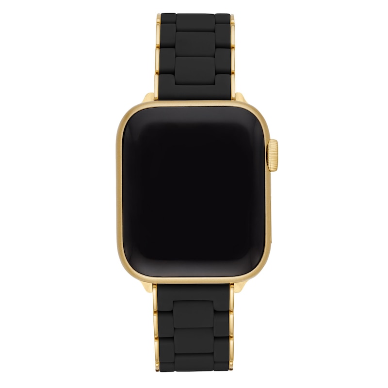 MICHELE 38mm Apple Link Watch Strap Black-Silicone Gold-Tone Stainless Steel MS20GN246001