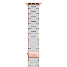 MICHELE 38mm Apple Link Watch Strap Gray-Silicone Rose-Tone Stainless Steel MS20GN767070