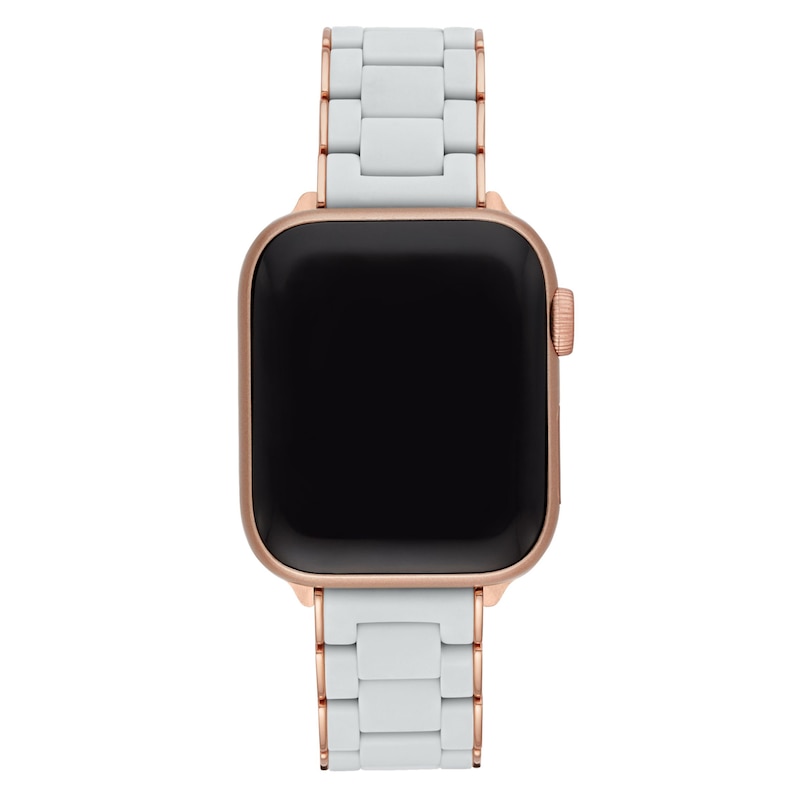 MICHELE 38mm Apple Link Watch Strap Gray-Silicone Rose-Tone Stainless Steel MS20GN767070