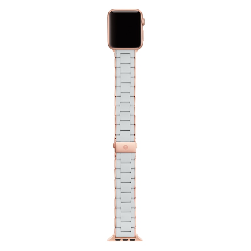 MICHELE 38mm Apple Link Watch Strap Gray-Silicone Rose-Tone Stainless Steel MS20GN767070