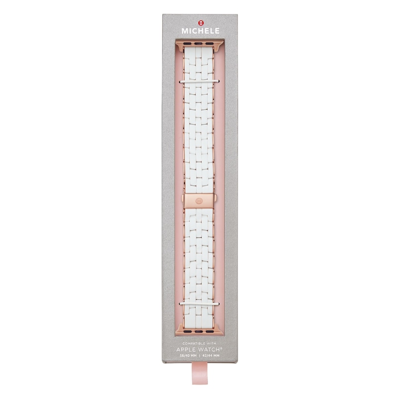 Main Image 3 of MICHELE 38mm Apple Link Watch Strap White-Silicone Rose-Tone Stainless Steel MS20GP767100