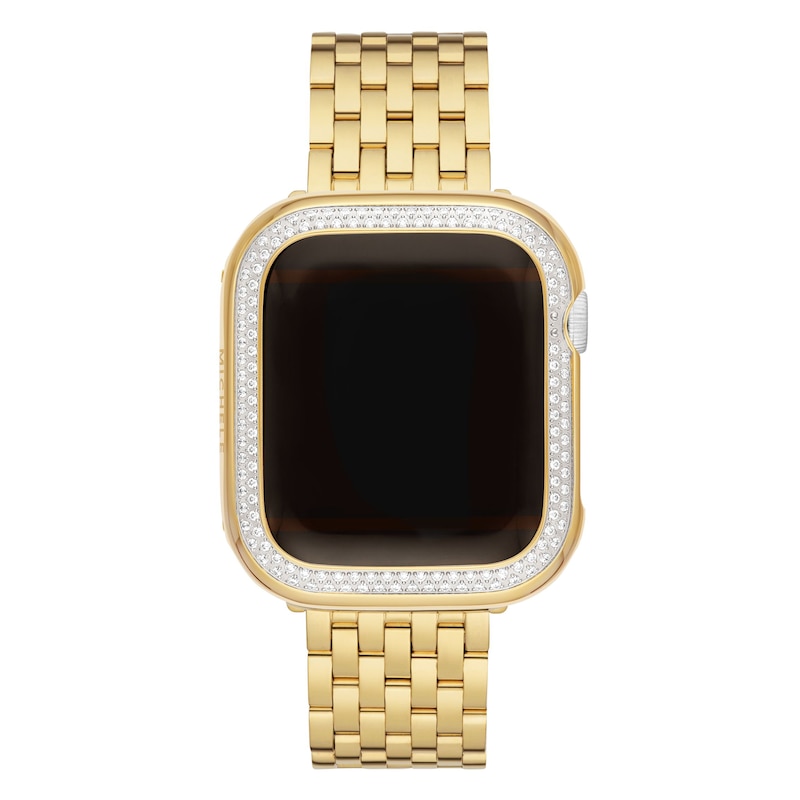 MICHELE 41mm Apple Link Watch Diamond Case 18K Gold Plated Stainless Steel MWAB741001