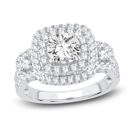 Diamond Double Halo Engagement Ring 2 ct tw Round 14K White Gold