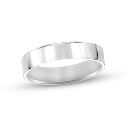 Polished Flat Wedding Band 14K White Gold 5.0mm