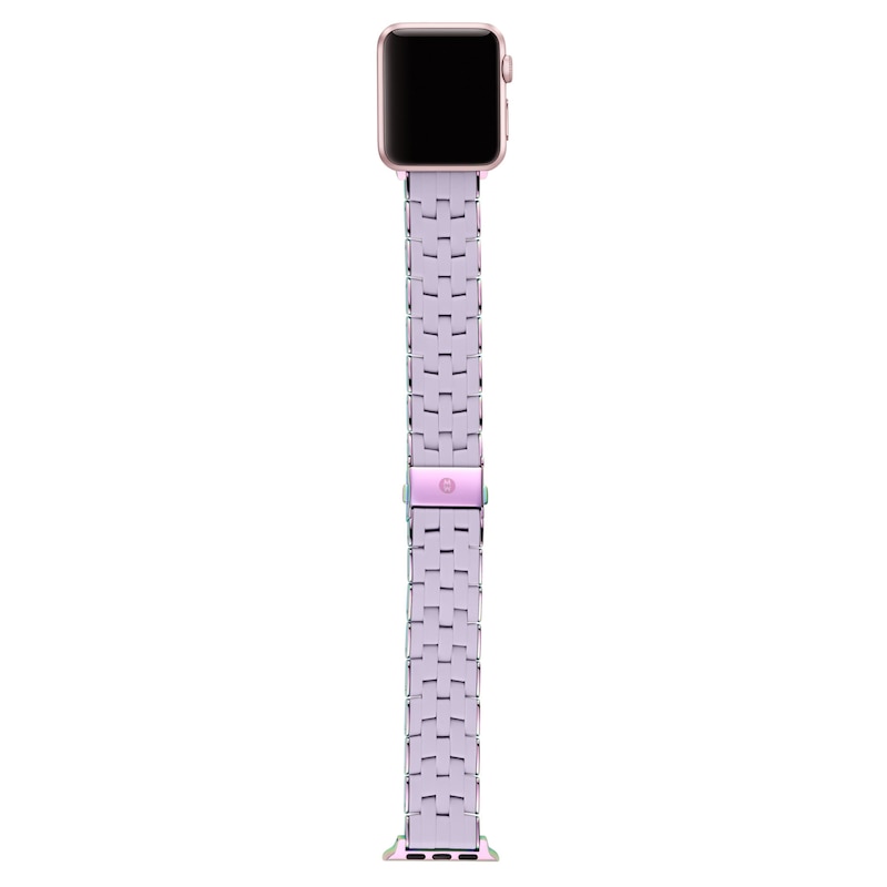 Main Image 3 of MICHELE Gentle Lavender Silicone & Iridescent Stainless Steel Apple Watch Strap MS20AS0015