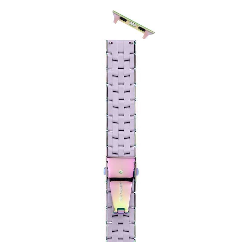 Main Image 5 of MICHELE Gentle Lavender Silicone & Iridescent Stainless Steel Apple Watch Strap MS20AS0015