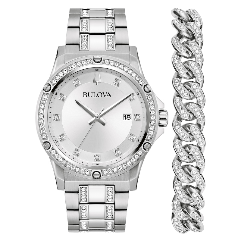 Main Image 2 of Bulova Crystal Collection Men's Watch & Bracelet Gift Set 96K114