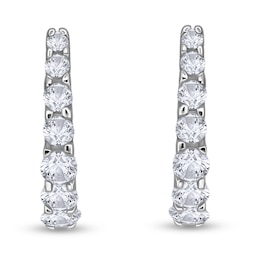 Diamond Hoop Earrings 1 ct tw Round 14K White Gold