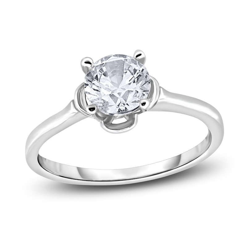 Diamond Solitaire Floral Engagement Ring 1-1/2 ct tw Round 14K White Gold (I2/I)