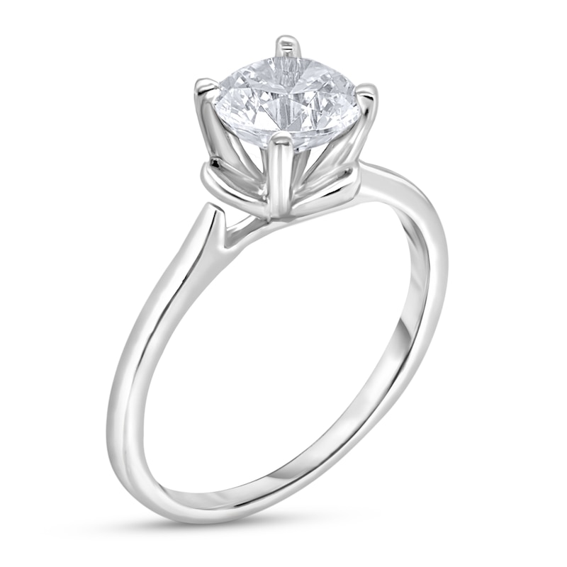 Diamond Solitaire Floral Engagement Ring 1-1/2 ct tw Round 14K White Gold (I2/I)