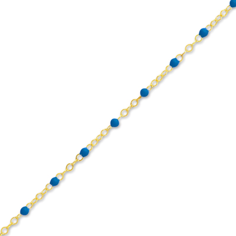 Main Image 2 of Bead Bracelet Blue Enamel 14K Yellow Gold 7.5&quot;