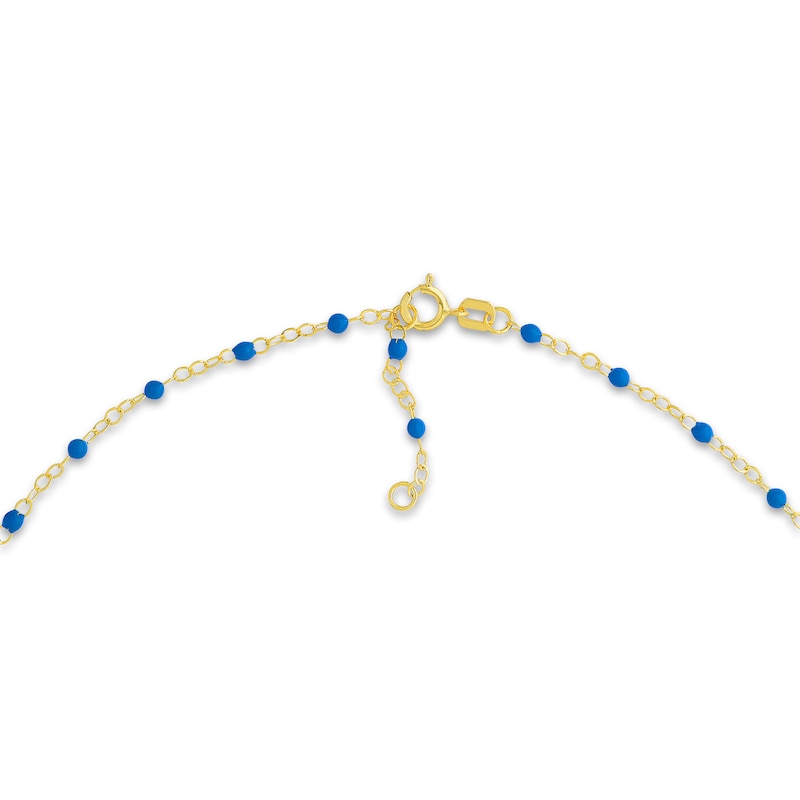 Main Image 3 of Bead Bracelet Blue Enamel 14K Yellow Gold 7.5&quot;